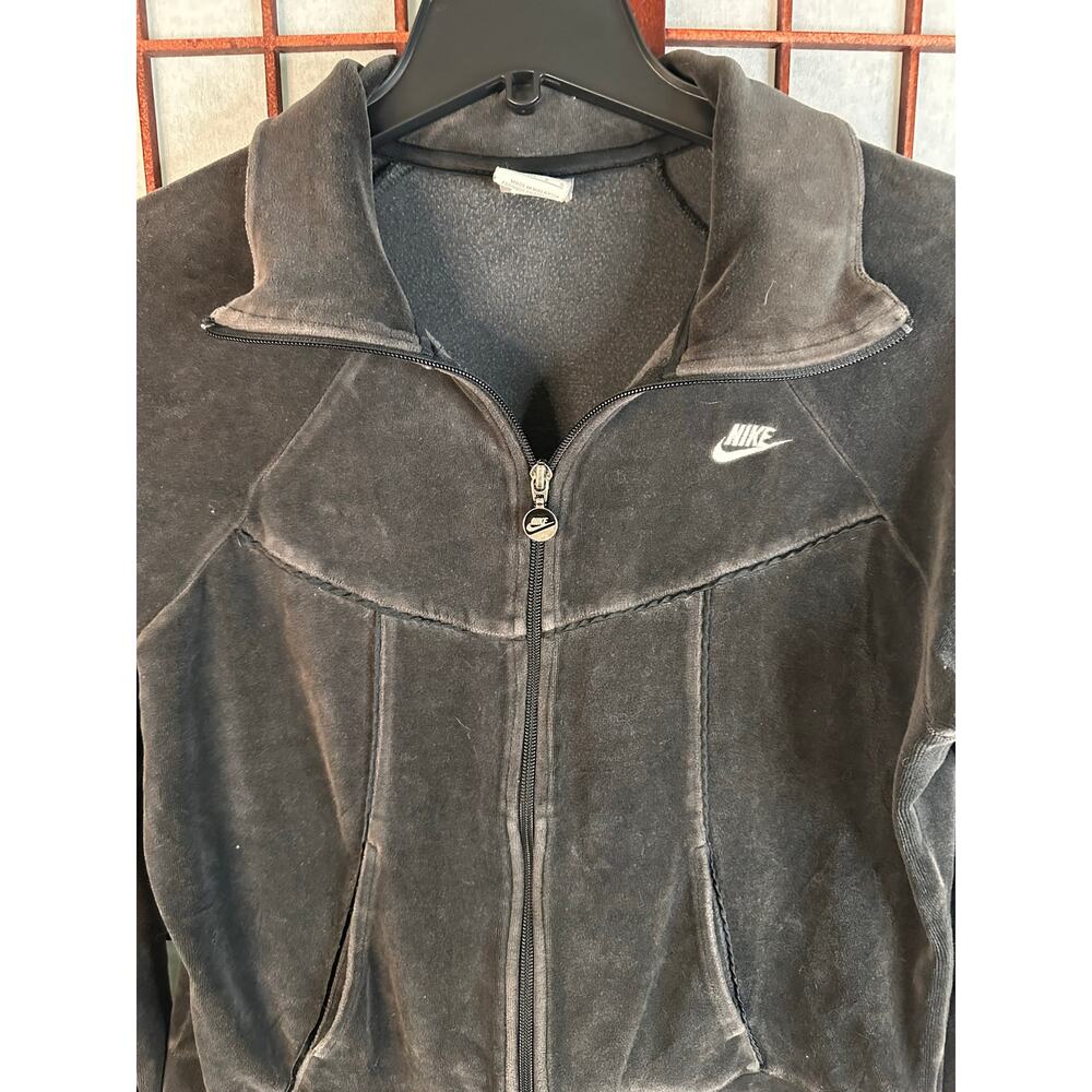 vintage Nike Velour Velvet Full Zip Track Jacket in off black size Large